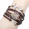 Women's Multilayer Handmade Leather Bracelet with Love Birds and Life Tree (OEM)